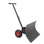 Mndrlin Heavy Duty Wheeled Snow Shovel Pusher with 29″ Plate & Anti-Skid Wheels & Adjustable Handle, Driveway or Pavement Snow Removal Tool, Efficient Rolling Snow Pusher