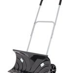 ORIENTOOLS Heavy-Duty Rolling Adjustable Snow Pusher with 6″ Wheels, Suitable for Driveway or Pavement Clearing (25″ Blade)