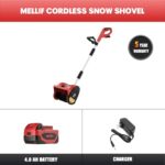 Cordless Snow Shovel Compatible with Milwaukee 18V Battery, 12” Brushless Snow Blower Electric Snow Thrower, Adjustable Front Handle & Deflector (w/ 4.0 Ah Battery & 4.0 Quick Charger)