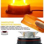 LUMENIX LED Rooftop Mini Strobe Beacon Light Magnetic and Screw Mount Rotating Warning Flashing Forklift Lights for Construction Vehicles Trucks Postal School Buses UTV Mower Tractor Snow Plows- Amber