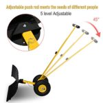 Outsunny 29″ Blade Rolling Snow Pusher Shovel with Wheels and Adjustable Handle Yellow