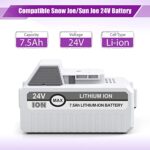 2Packs 7500mAh Li-ion Battery Compatible with Sun Joe and Snow Joe 24V Battery for 24VBAT-LTX 24VBAT-LTW 24VBAT-LTE 24VBAT-LT 24VBAT 24V-X2-SB18 iON+ System for All Joe iON+ 24V Cordless Snow Blower