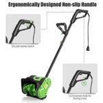 Goplus Electric Corded Snow Thrower, 12-Inch Width 6-Inch Depth Powerful Snow Removal Machine Shoveling Kit w/Dual Safety Switch, 9AMP, 400-lb/Minute (Green)
