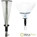DOCAZOO DocaPole Roof Rake Extension Pole Attachment // Adjustable Roof Rake Attachment for Cleaning Leaves, Sticks and Debris from Roof // Standard Acme Threading // Dual-Use Yard Rake for Lawn