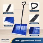 Yocada Snow Shovel for Driveway Home Garage Snow Removal with D-Grip Handle Aluminum Strip Heavy Duty 48 inch Long Large Capacity Shovel for Garden Car Camping Outdoor