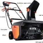 Snow Thrower, 18 Inch Electric Snow Blower, Overload Protection, 13 Amp, Steel Auger, 180° Rotatable Chute, Black & Orange a03