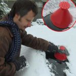 Buyeverything Scrape A Round Magic Ice Scraper for Car Ice Remover Cone Rubber Auto Windshield Glass Snow Shovel Tool Windscreen Scraper Also for Home Window – Ship from USA (Red)