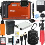 Nikon COOLPIX W300 16MP 4k Ultra HD Waterproof Digital Camera (Orange) – (Certified Refurbished) + 16GB Memory & Flash Deluxe Accessory Bundle