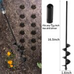 TCBWFY Auger Drill Bit for Planting 1.6×16.5inch Extended Length Garden Auger Spiral Drill Bit for Planting Bulbs Flowers Planting Auger for Drill Post Hole Digger for 3/8”Hex Drill
