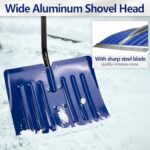 VNIMTI Snow Shovel for Driveway, Metal Snow Shovel for Snow Removal, Ergonomic Snow Shovel with D-Handle, 53 Inches