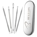 BESTOPE Blackhead Remover Pimple Comedone Extractor Tool Best Acne Removal Kit – Treatment for Blemish, Whitehead Popping, Zit Removing for Risk Free Nose Face Skin with Metal Case