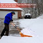 Goplus Snow Scoop, 26″ x 24″ Folding Snow Shovel, Sleigh Shovel with U-Handle & Wheels for Backyard Walkways Driveway, No Assembly Needed (Orange)