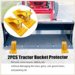 FUYEAR Tractor Bucket Protector,Ski Edge Protector,2pcs Yellow Heavy Duty Steel Bucket Attachment for Snow Leaves Removal,Spreading Gravel