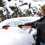 RUN STAR Snow Brush and Ice Scraper Foam Grip, Extendable and Detachable Snow Mover for Car Windshield, Auto Snow Brush Ice Removal with Soft Bristle Brush Head and Durable Aluminum Handle 38”