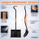 Snow Shovel Heavy Duty for Driveway with Ergonomic Handle to Use Without Backpain for Home Garage Car – Snow Shovel with 18 Inch Blade Large Capacity and 60 Inch Long Ergonomic Handle (Black)