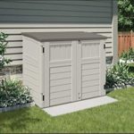 Suncast Horizontal Outdoor Storage Shed for Backyards and Patios 34 Cubic Feet Capacity for Garbage Cans, Tools and Garden Accessories, Vanilla