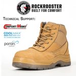 ROCKROOSTER Men’s Work Boots, Steel Toe, YKK Zipper, 6 inch, Slip Resistant Safety Leather Shoes, Static Dissipative, Breathable, Quick Dry(AK050 Brown, 12)