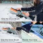 EcoNour 27″ Aluminum Snow Brush with Ice Scrapers for Car Windshield and Window | Car Snow Scraper and Brush with Ergonomic Foam Grip Winter Accessories (Orange)