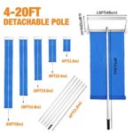 myeasyzone Snow Roof Rake Removal Tool 4-20ft, Aluminum Adjustable Pole 5-Section with Anti-Skid Handle and Protection Wheels for Rooftop Snow Leaves Clearing & Vehicle Snow, Durable & Lightweight
