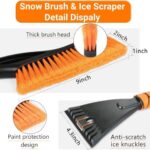 PLACHIDAY Snow Brush & Ice Scraper, Ice Scrapers for Car Windshield, Detachable Snow Removal Tool with Ergonomic Foam Grip for Cars, Trucks, Suvs (Heavy Duty Abs, PVC Brush), 27 Inch