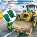 Tractor Bucket Protector, 2pcs Ski Edge Protector with Double Lock Nuts, Heavy Duty Steel Bucket Attachment for Snow/Leaves Removal, Spreading Gravel, Green