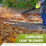 Leaf Blower, Electric Cordless Leaf Blower with 2 Batteries and Charger, 2 Speed Mode, Lightweight Leaf Blowers for Blowing Leaves, Patio Cleaning, Lawn Care and Dust